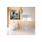 GAAGART Tekli Kare Kanvas Banyo Tablosu Gazete Okuyan Belçika Kurt Köpeği 50 x 50 gartNM8359