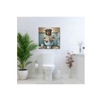 GAAGART Tekli Kare Kanvas Banyo Tablosu Gazete Okuyan Rottweiler 40 x 40 gartNM8297