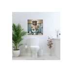 GAAGART Tekli Kare Kanvas Banyo Tablosu Gazete Okuyan Rottweiler 50 x 50 gartNM8296