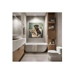 GAAGART Tekli Kare Kanvas Banyo Tablosu Gazete Okuyan Rottweiler Köpek 40 x 40 gartNM8375