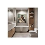 GAAGART Tekli Kare Kanvas Banyo Tablosu Gazete Okuyan Rottweiler Köpek 50 x 50 gartNM8374