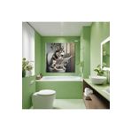 GAAGART Tekli Kare Kanvas Banyo Tablosu Gazete Okuyan Sibirya Kurt Köpeği 50 x 50 gartNM8413