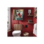 GAAGART Tekli Kare Kanvas Banyo Tablosu Tabletle Oynayan Sibirya Kurdu 40 x 40 gartNM8303