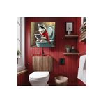 GAAGART Tekli Kare Kanvas Banyo Tablosu Tabletle Oynayan Sibirya Kurdu 50 x 50 gartNM8302