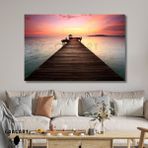 Gaagart Tekli Yatay Kanvas Duvar Tablosu Pembe Gök ve Iskele Manzarası - 150 x 100 cm