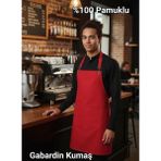 Gabardin Kumaş % 100 Pamuk Garson – Barista – Şef Önlüğü_kırmızı Mutfak Önlüğü - 70 x 80 cm
