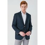 Gabardin Mono Yaka Tek Yırtmaç 6 Drop Comfort Fit Rahat Kesim Basic Ceket 1002240006 - Lacivert