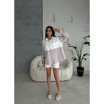Gabardin Şort - Gabardin - Çizgili Keten Garnili Ceket Takım - Kahverengi