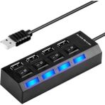 Gabble 4 Port USB Hub Çoklayıcı Çoğaltıcı 4 Lü Usp Pc Kablosu Ledli Işıklı Anahtarlı 2.0