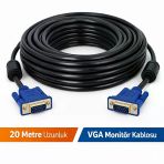 Gabble Vga Monitör Ekran Kablosu 20 Metre Parazit Önleyici Filtreli