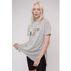 Gabria Baskılı Çizgili Bayan T-shirt
