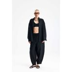 GACA COLLECTION GİALLO Keten Havuç Pantolon Gömlek Siyah Takım
