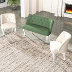 Gadahome Çay Seti Koltuk Takımı, Salon Balkon Takımı(2+1+1 Beyaz Ayak) - Yeşil - Krem