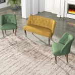 Gadahome Çay Seti Koltuk Takımı, Salon Balkon Takımı(2+1+1 Ceviz Ayak) - Sarı - Yeşil