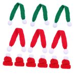 Gadpiparty 12adet Mini Örgü Noel Şapkası Ve Fular Seti Şişe Dekoru Kırmızı Ve Yeşil Renkli Şişesi Kapakları Noel Süsleme Aksesuarı