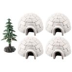 Gadpiparty 4 Adet Igloo Figürü Arktik Igloo Penguen Figürleri Minyatür Yılbaşı Ağacı Mini Igloo Buz Evi Modeli Kutup Ayısı Igloo Toppers Oyuncaklar Erken Eğitici Oyuncaklar