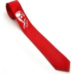 Gaffy Atatürk Portre ve Imza Baskılı Slim Fit Saten Kırmızı Kravat - Ak-08 - Standart