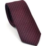 Gaffy Cravatte Beyaz Kırcıl Desenli Bordo Dokuma Kumaş Mendilli Slim Fit Kravat // SDK-2504-3