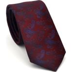 Gaffy Cravatte Lacivert Şal Desenli Bordo Dokuma Kumaş Mendilli Slim Fit Kravat // SDK-2507-3