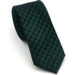 Gaffy Siyah Küp Desenli Yeşil Dokuma Kumaş Mendilli Slim Fit Kravat // SDK-2605-8 - Standart