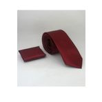 Gaffy SS-37 Bordo Slim Fit Düz Renk Mendilli Saten Kravat