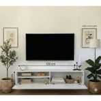 GAFhaus Modern Duvara Monte Asma Tv Ünitesi 120 cm - 2 Kapaklı Beyaz Konsol (120X30 Cm)