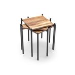 Gaga Mobilya Üçlü Orta Sehpa Dekoratif Zigon Sehpa Yan Sehpa Takımı Metal Ayaklı Modern Tasarım Set (3 lü kare zigon sehpa)