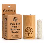 Gaia Guy Doğal Aromasız İpek Diş İpi Dolum ve Yeniden Kullanılabilir Bambu Tutucu | 2 x 33 yds Kompostlanabilir Saf İpek Candelilla Wax ile Mumlu | Plastik İçermeyen Ambalaj