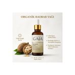 Gaia Organic Organik Baobab Yağı – Soğuk Sıkım, Cilt Bariyeri Onarıcı & Besleyici Yağ, 30 ml Cam Damlalıklı)