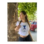 GaiaGirlz y2k Mavi Kadeh Baskılı Crop Top