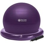 Gaiam Essentials Balance Ball & Base Kit, 65 cm Yoga topu sandalyesi, evde veya ofiste çalışma masası için şişirilebilir halka ayaklı jimnastik topu, hava pompası dahil