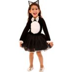 Gala Kostüm Hallowen Cadılar Bayramı Kedi Kız Çocuk Kostümleri - Siyah - Beyaz - 7 Yaş