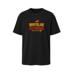 Gala Mayıslar Bizimdir Temalı Unisex Relax Fit (Bol Kalıp) Taraftar Tişörtü – Sarı Kırmızı Aslan Desenli(012,Siyah,XL)