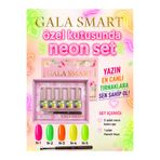 gala smart Neon Kalıcı Oje Seti 5'li Özel Kutusunda-2 Yazlık Canlı Renkler Gel Polish + French Fırça