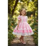Gala Stil Gala Tüllü Kısakol Kabarık Çocuk Elbise - 2 - 3 Yaş - Pembe