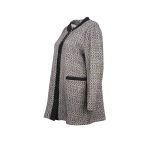Gala-Xi Minimalist Herringbone Desen Midi Uzun Kol Kadın Hırka