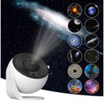 Galaksi Projeksiyon Gece Lambası, 12 Adet HD Yansıtma Diski, Gerçek Uzay Görüntüleri, Yüksek Çözünürlük, Zamanlayıcılı Kapanma, Ayarlanabilir Parlaklık, Çocuklar İçin Planetaryum Galaksi Projektörü