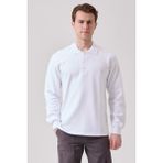 Galanthus Polo Sweat Erkek Uzun Kollu Pamuklu Sweatshirt Iş ve Günlük Kullanım Için - Beyaz - XL