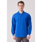 Galanthus Polo Sweat Erkek Uzun Kollu Pamuklu Sweatshirt Iş ve Günlük Kullanım Için - Saks Mavi - 2XL