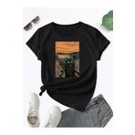 GALASHOP Van Gogh Kedi Yağlı Boya Baskı T-Shirt