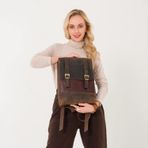GALATA LEATHER | EL YAPIMI UNISEX DERİ SIRT ÇANTASI - ZAGREB - KAHVERENGİ
