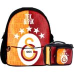 Galatasaray 2 Bölmeli 5 Yıldızlı Tek Büyük Suni Deri Anaokulu Çantası + Beslenme Çantası