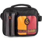 Galatasaray 2 Bölmeli Logo Baskılı Suni Deri Matara Cepli Beslenme Çantası (25554) - Siyah
