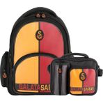 Galatasaray 3 Bölmeli Logo Baskılı Suni Deri Okul Çantası +Beslenme Çantası - Siyah