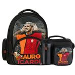 Galatasaray 3 Bölmeli Mauro Icardi Suni Deri Okul Çantası + Beslenme Çantası - Siyah