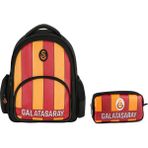 Galatasaray Erkek Çocuk Çizgi Baskılı Suni Deri Okul Çantası ve Kalemlik Seti (Ikili Set) - SETME25556C - Siyah - Sarı