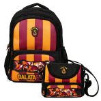 Galatasaray Erkek Çocuk İlkokul Çantası ve Beslenme Çantası Seti (GS Aslan Baskılı) Siyah - Kırmızı - SETGS26568B