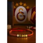 Galatasaray Hematit 5. Yıldız Taraftar Bilekliği – Ayarlanabilir El Yapımı Makrome (Hematit) - Renkli