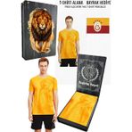 Galatasaray Lisanslı Aslan Baskılı Sarı T-Shirt Bayrak Ve Uv Kutu Hediyeli