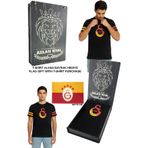 Galatasaray Lisanslı Logo Baskılı Siyah T-Shirt BAYRAK ve LAZER Kutu Hediyeli